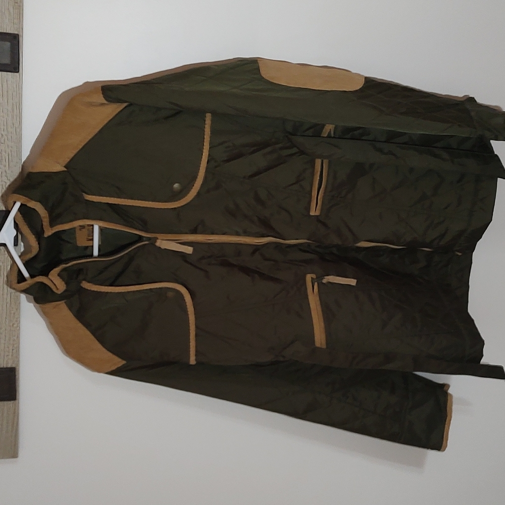 King Ranch Women's Green Jacket with Camel corduroy detailing patches Size 2XL